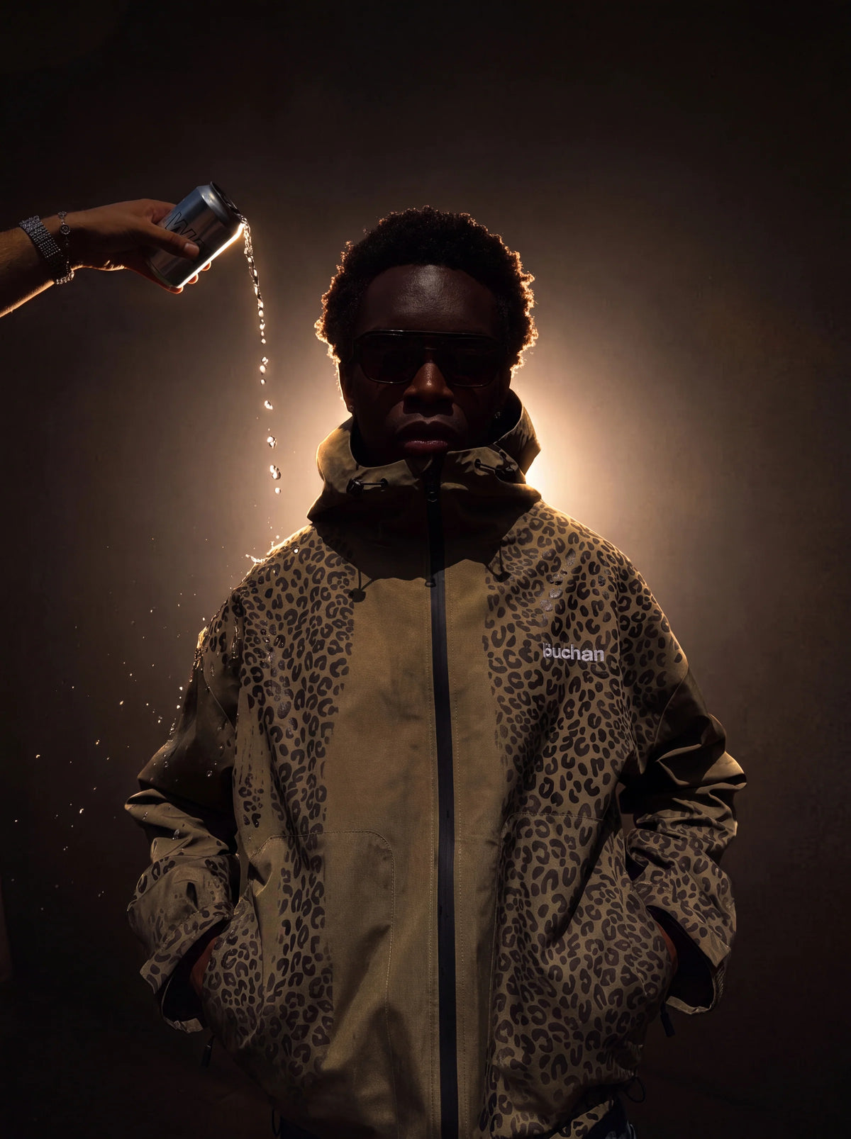Water Reactive Cheetah Rain Jacket - Brown