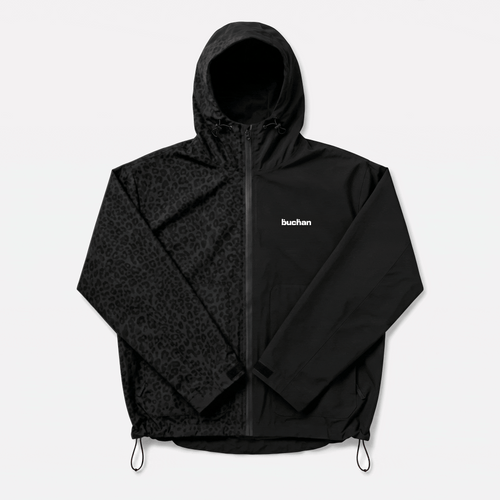 Water Reactive Cheetah Rain Jacket - Black