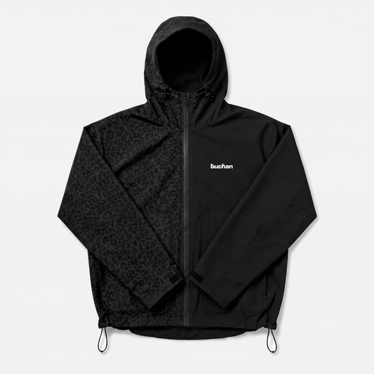 Water Reactive Cheetah Rain Jacket - Black