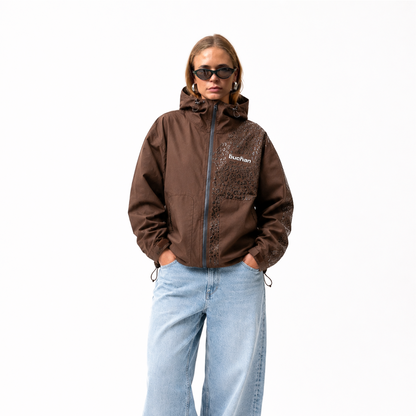 Water Reactive Cheetah Rain Jacket - Brown