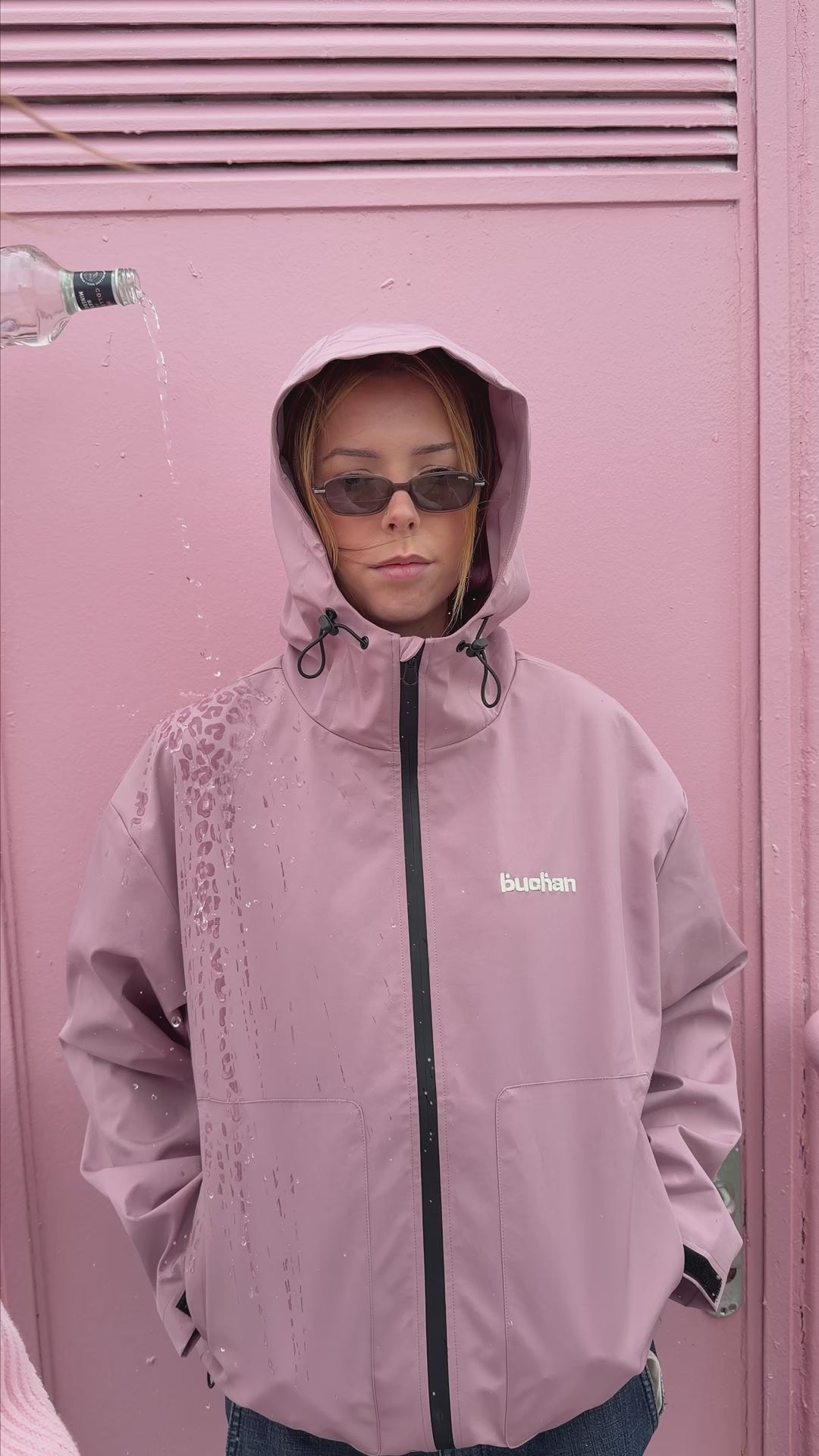 Water Reactive Cheetah Rain Jacket - Pink