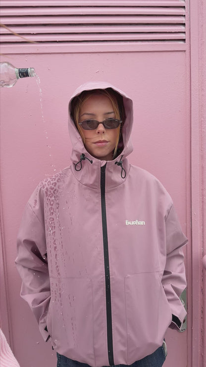 Water Reactive Cheetah Rain Jacket - Pink