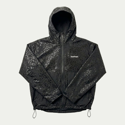 Water Reactive Cheetah Rain Jacket - Black