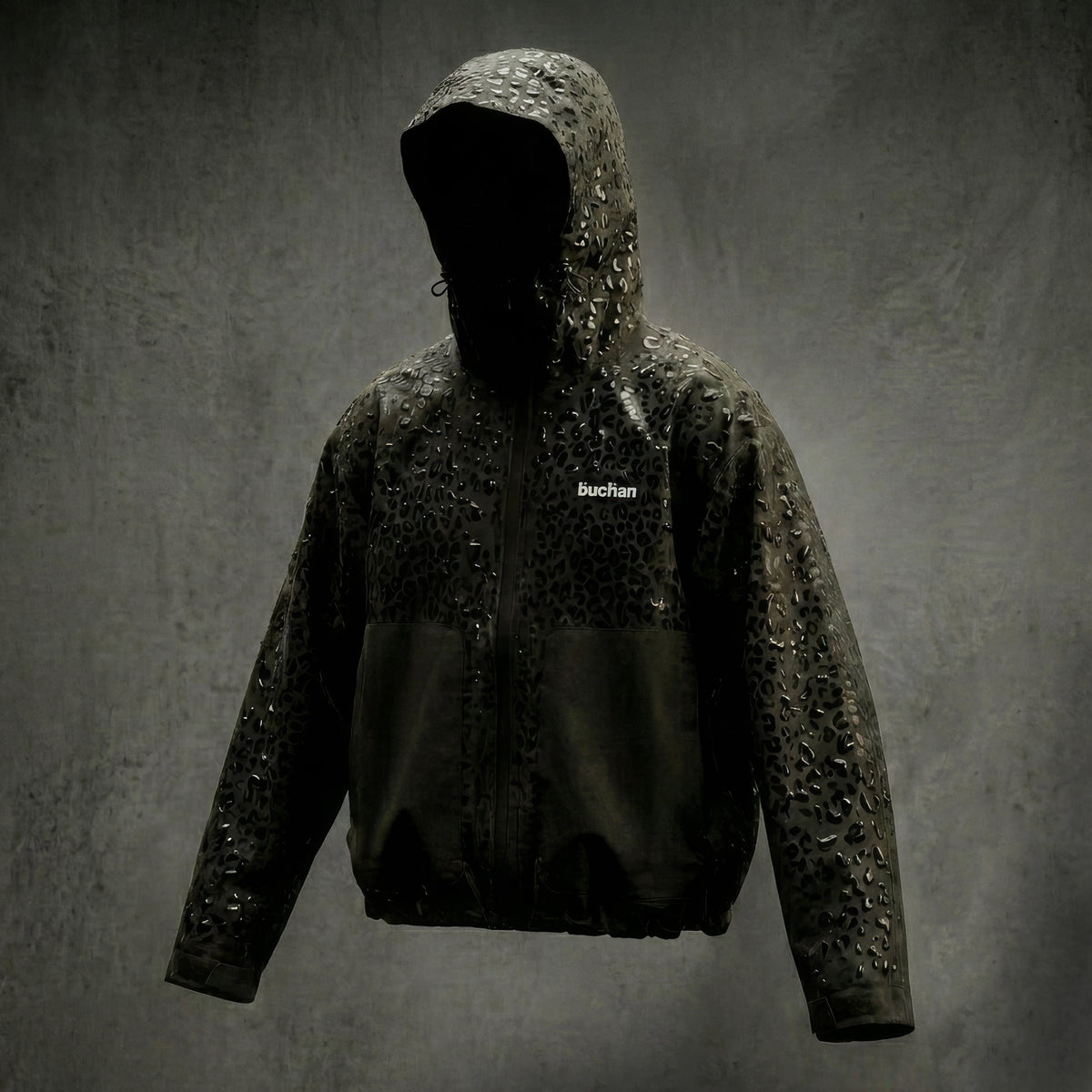 Water Reactive Cheetah Rain Jacket - Black