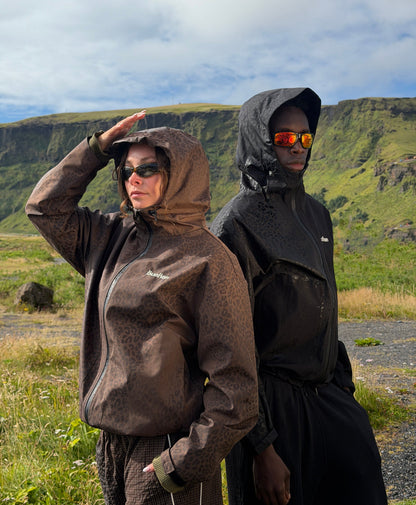 Water Reactive Cheetah Rain Jacket - Black