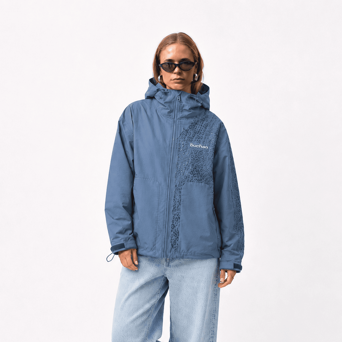Water Reactive Cheetah Rain Jacket - Blue